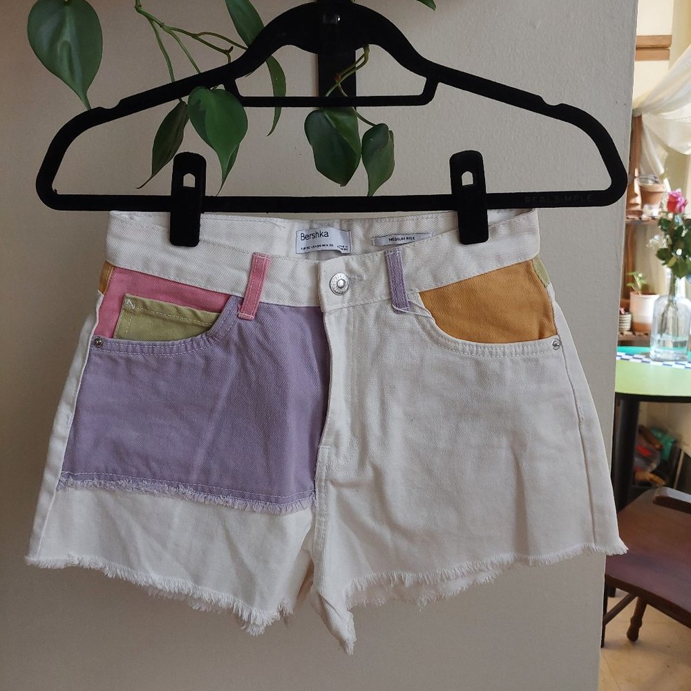 Bershka Multicolor Patchwork Shorts